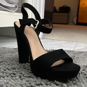 Black suede heels